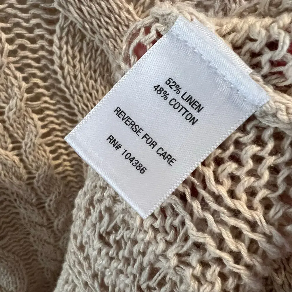 Garnet Hill Light Tan Linen and Cotton Blend Sweater Size S